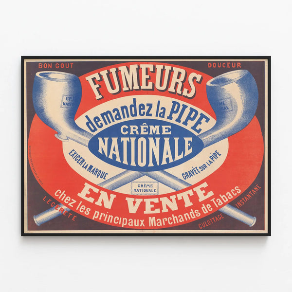 Vintage Poster Smokers Cream National - Retro Wall Decoration — framed artwork on a wall