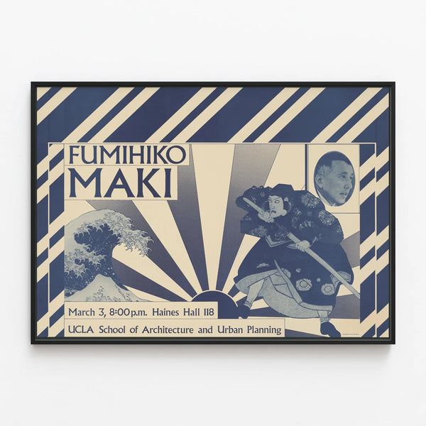 Decorative poster by Fumihiko Maki - Event at UCLA School of Architecture — framed artwork on a wall