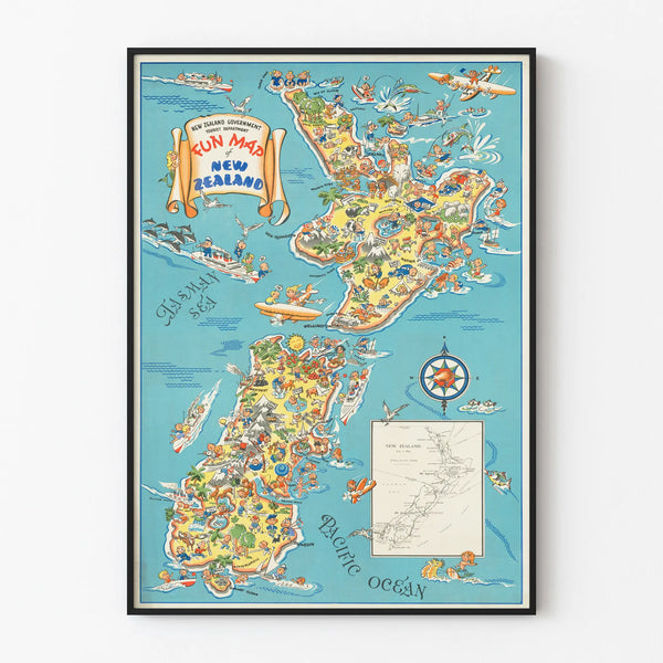 Illustrated and Playful Poster of New Zealand