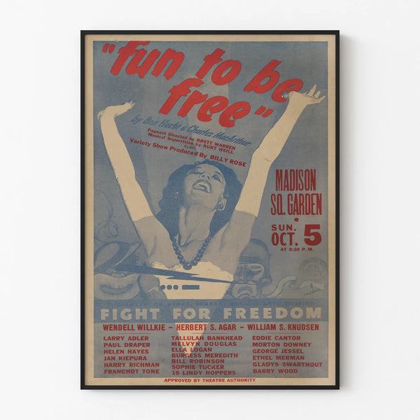 Vintage Poster 'Fun to be Free' Madison Square Garden - Retro Wall Decoration