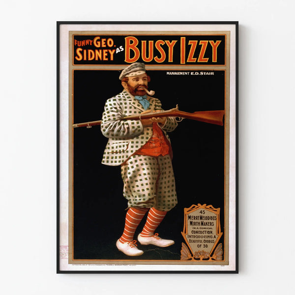 Vintage Funny Geo Sidney as Busy Izzy Poster - Retro Wall Decoration
