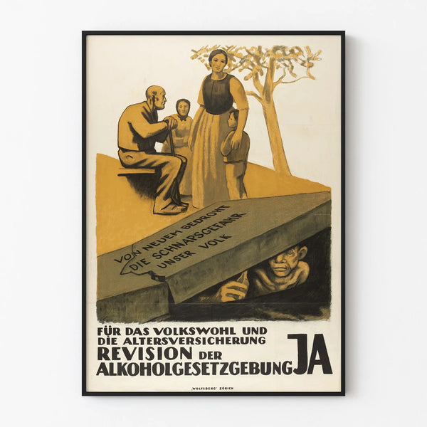 Vintage poster on alcohol legislation revision for social security