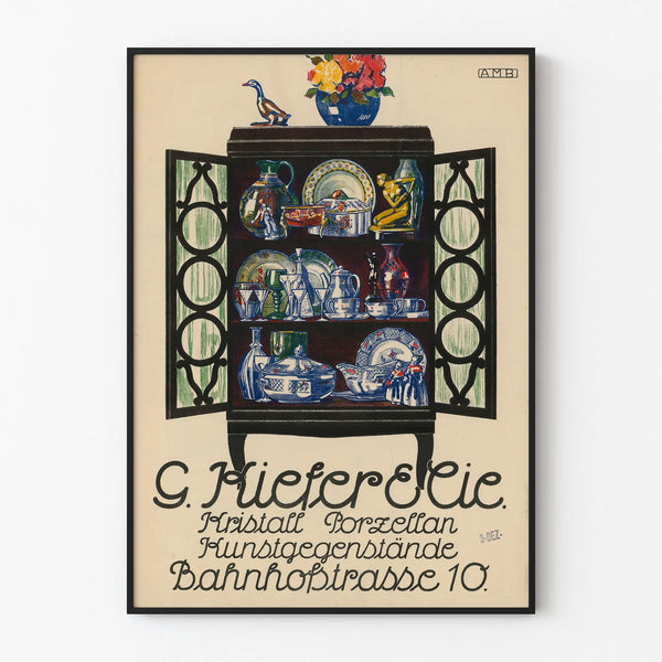 Vintage Poster G. Kiefer & Cie - Porcelain and Crystal Wall Decoration