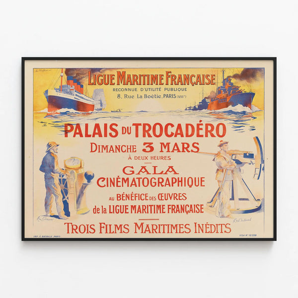 Vintage Poster Gala Cinematographic French Maritime League — framed artwork on a wall