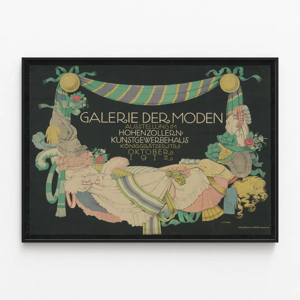 Vintage poster Galerie der Moden - Retro style wall decoration 1912 — framed artwork on a wall
