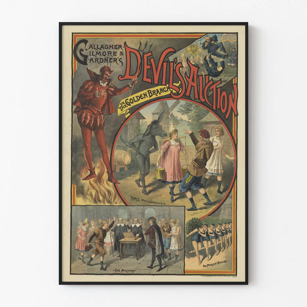 Vintage Poster Devils Auction Wall Decoration Old Theater