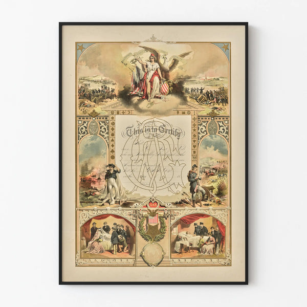 Vintage Poster Certificate of Membership GAR Wall Decoration Historic