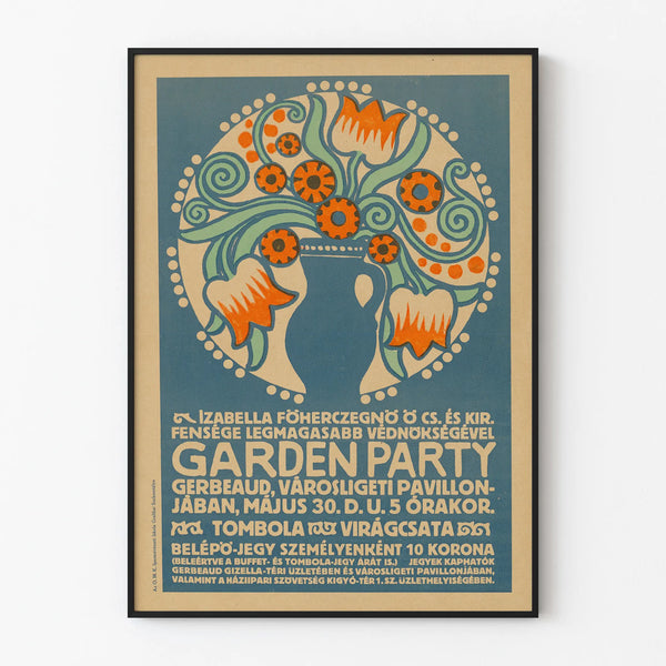 Vintage decorative poster Garden Party floral decor