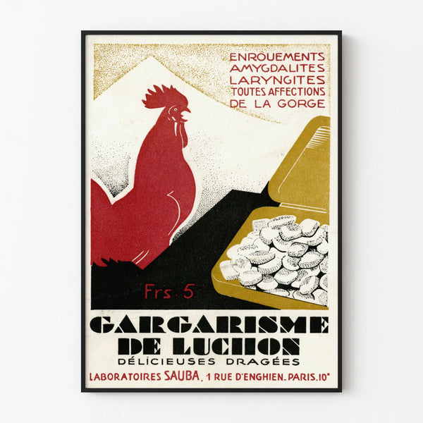 Vintage poster for Luchon Gargling - retro medical wall decoration