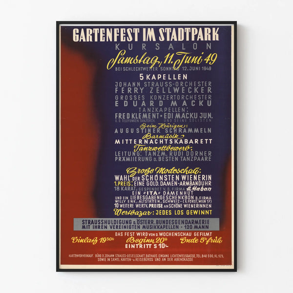 Vintage Garden Festival Poster Kursalon 1949
