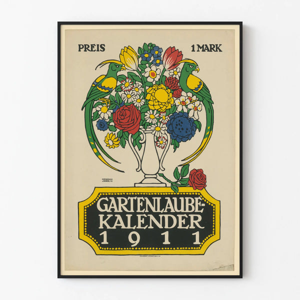 Vintage Gartenlaube Calendar Poster 1911 - Floral Wall Decoration