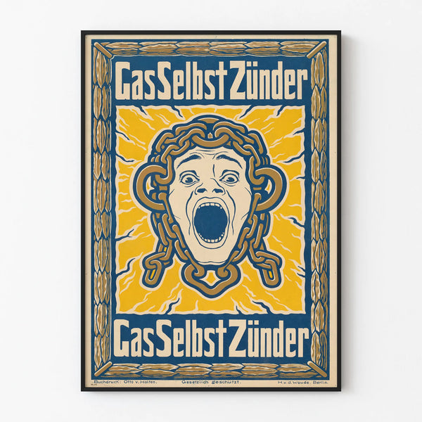 Vintage GasSelbstZünder Poster in Art Deco Style