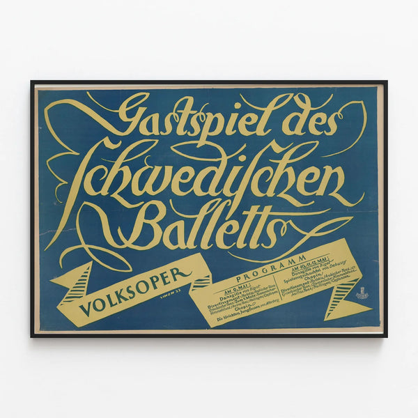 Vintage Poster of the Swedish Ballet Tour - Artistic Wall Decoration — framed artwork on a wall