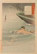 Moving Stories of the Campaign Against China and the Mirror of Honor Sergeant Kawasaki Stealing the Enemy Boat at the Daedong River - Ogata Gekkō — artwork view