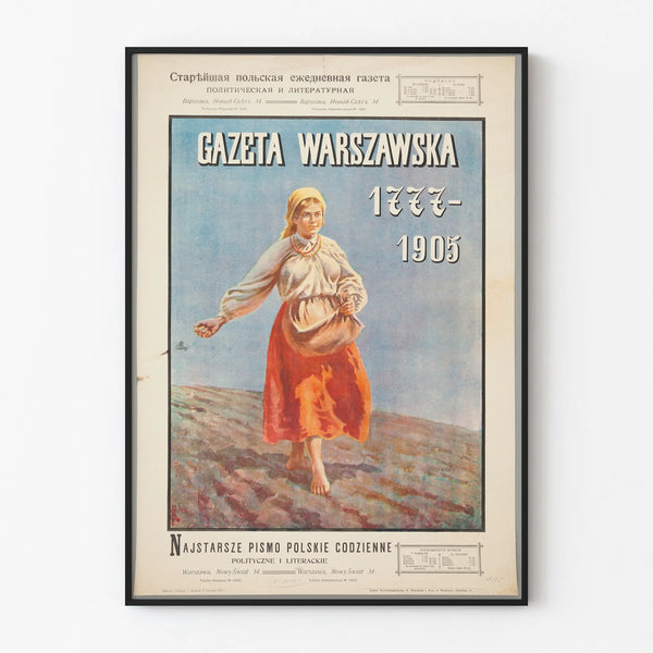Vintage poster Gazeta Warszawska 1777-1905 for wall decoration