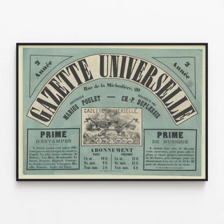 Vintage Gazette Poster Rue de la Michodière 20 — framed artwork on a wall