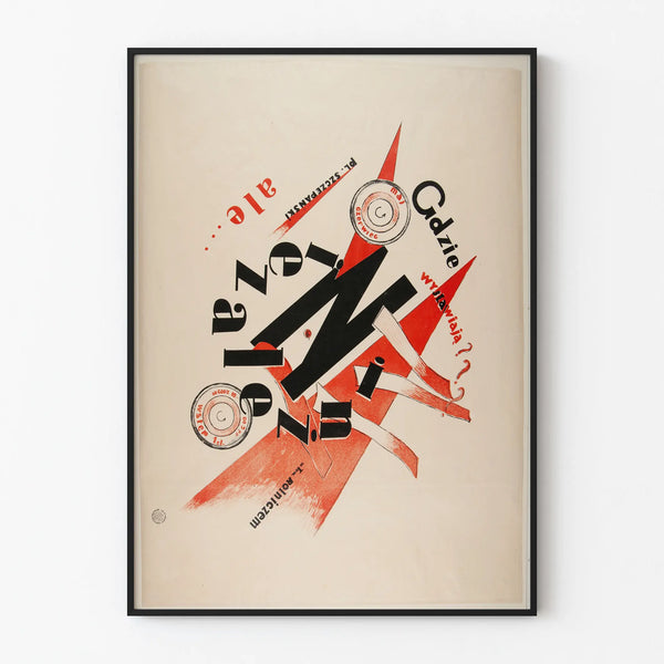 Artistic typographic poster in red and black