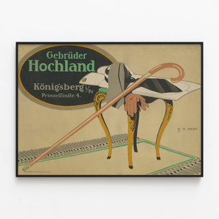 Vintage poster Gebrüder Hochland Königsberg Prinzessinstr. 4 — framed artwork on a wall