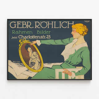 Vintage Gebr. Rohlich poster frames and images — framed artwork on a wall