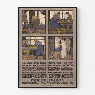 Vintage poster Gebrüder Springer - Furniture manufacturing workshop in Basel