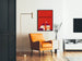 Red wall decoration poster with geometric illustration and the text 'geef een boek'