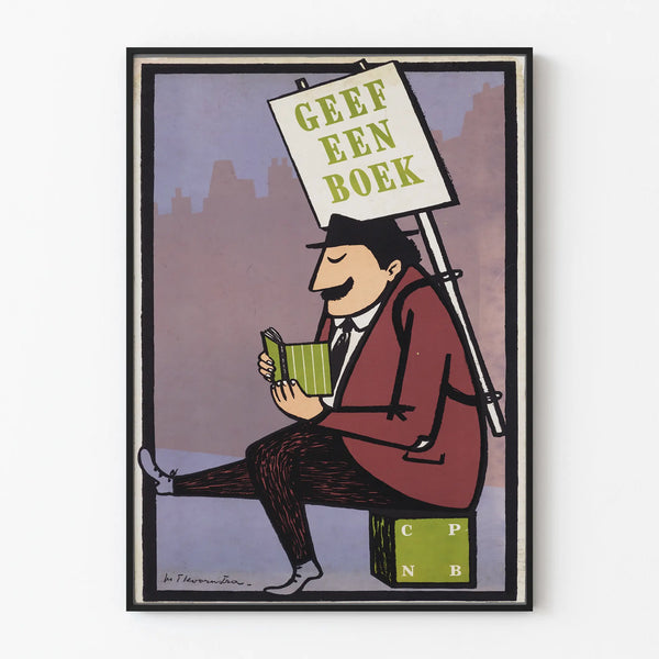 Vintage poster Geef Een Boek - Wall decoration for reading