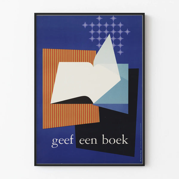 Vintage design poster open book - geef een boek