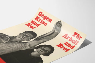 Vintage political poster against the crisis and for work and bread