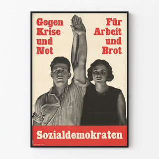 Vintage political poster against the crisis and for work and bread