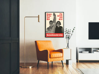 Vintage political poster against the crisis and for work and bread