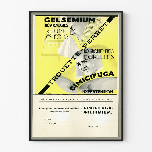 Vintage poster wall decoration Gelsemium and Cimicifuga