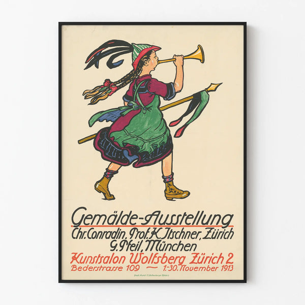 Vintage Poster Exhibition Painting Exhibition Zurich 1913