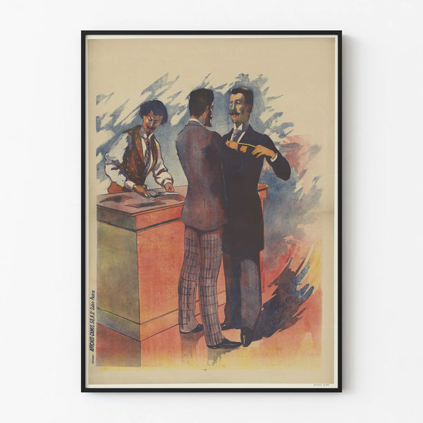 Vintage men's fashion poster - Custom tailoring workshop