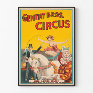Vintage Circus Poster Gentry Bros. with Miss Louise Hilton
