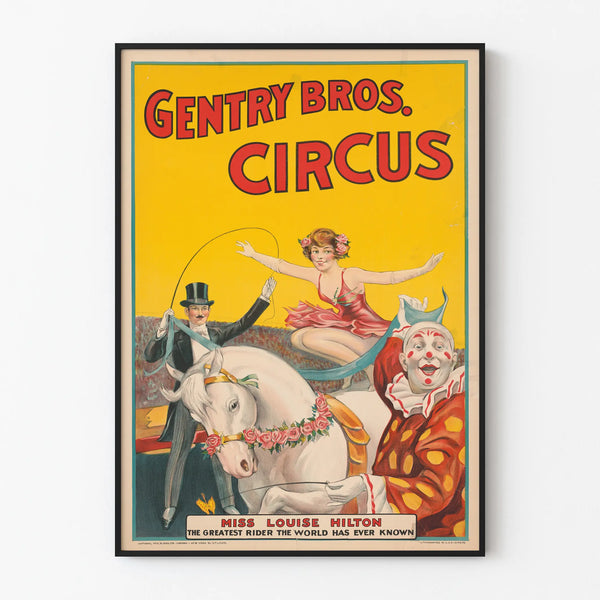 Vintage Circus Poster Gentry Bros. with Miss Louise Hilton