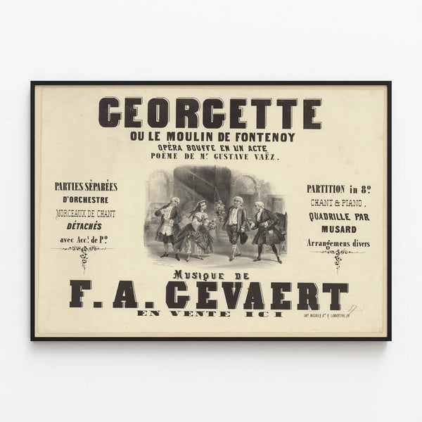Vintage poster Georgette or The Windmill of Fontenoy - Decorative operetta scenery — framed artwork on a wall