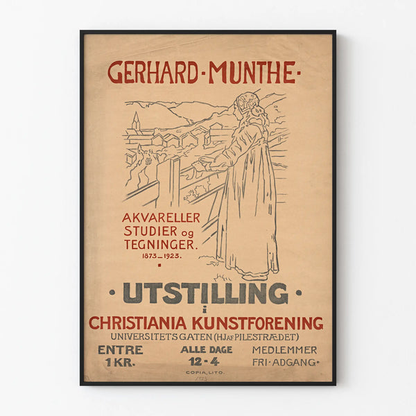 Gerhard Munthe Exhibition Poster: Watercolors, Studies, and Drawings 1873-1923