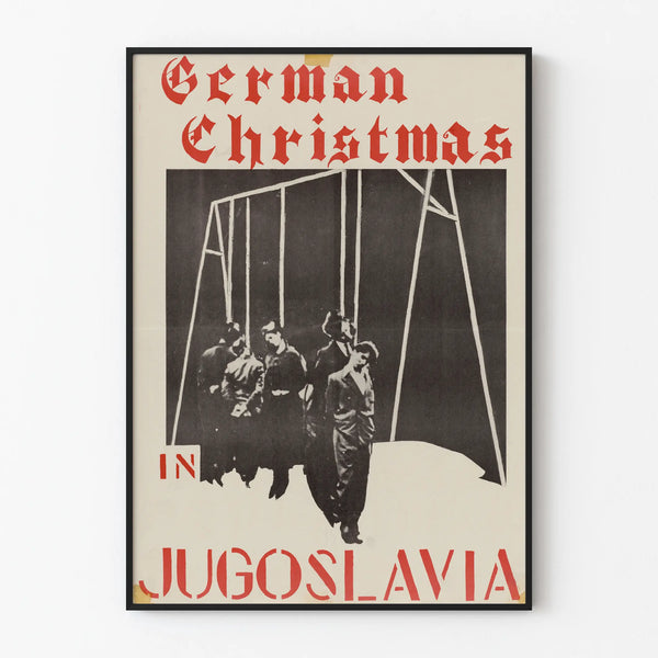 Vintage German Christmas Poster in Yugoslavia - Authentic Wall Decoration