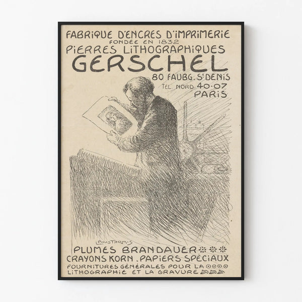 Vintage Gerschel advertising poster for lithographic printing inks