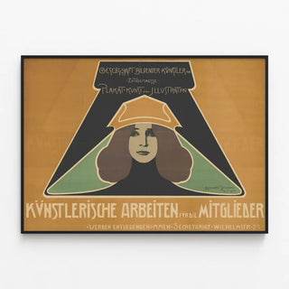 Art Nouveau Poster with Feminine Portrait and Graphic Typography — framed artwork on a wall