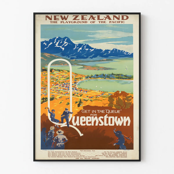 Vintage Poster of Queenstown, New Zealand – Decorative
