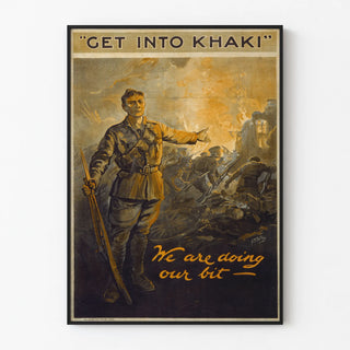 Vintage Military Poster Get Into Khaki