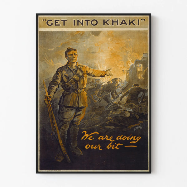 Vintage Military Poster Get Into Khaki