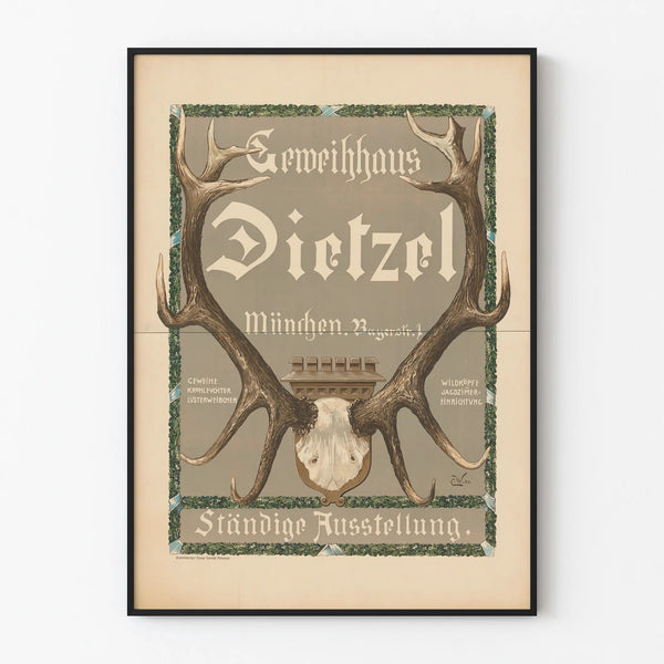 Vintage decorative poster Geweihhaus Dietzel Munich