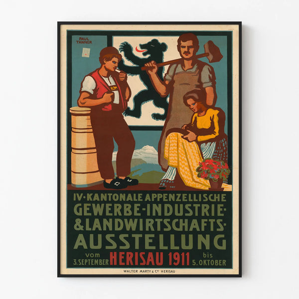 Vintage poster for the industry and agriculture exhibition in Herisau 1911