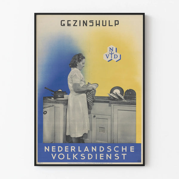 Vintage wall poster Gezinshulp - Retro kitchen decoration