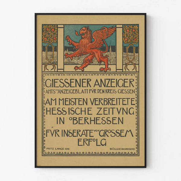 Vintage Poster Giessener Anzeiger with Winged Lion