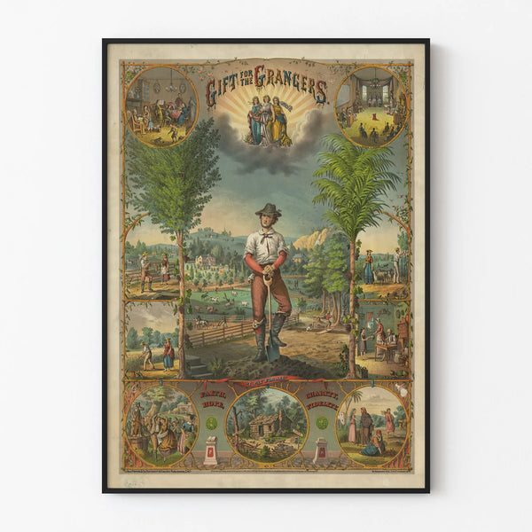 Vintage decorative poster « Gift for the Grangers » in pastoral and rustic style