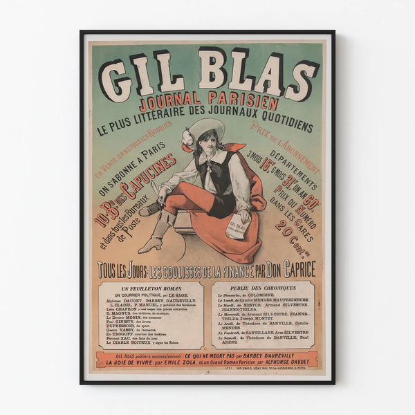 Vintage Gil Blas Journal Parisien Poster for Retro Wall Decoration