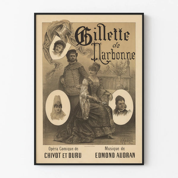 Vintage Gillette Poster from Narbonne - Classic Artistic Wall Decoration